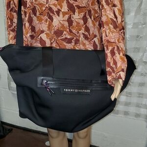Tommy Hilfiger Black Crossbody Travel/Duffel Bag.
